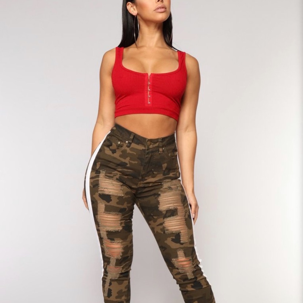 Distressed camo  fashion nova pants